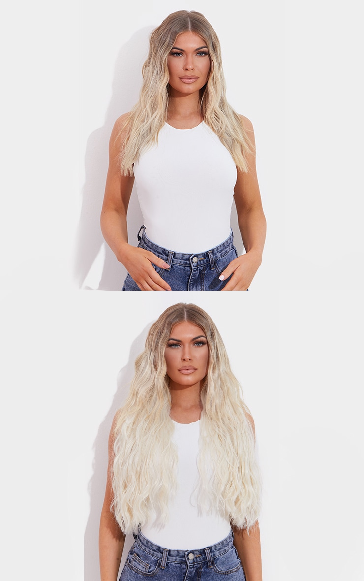 LullaBellz Super Thick 26` 5 Piece Textured Wave Clip In Hair Extensions Bleach Blonde image 3