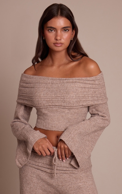 Mocha Rib Soft Knit Bardot Top