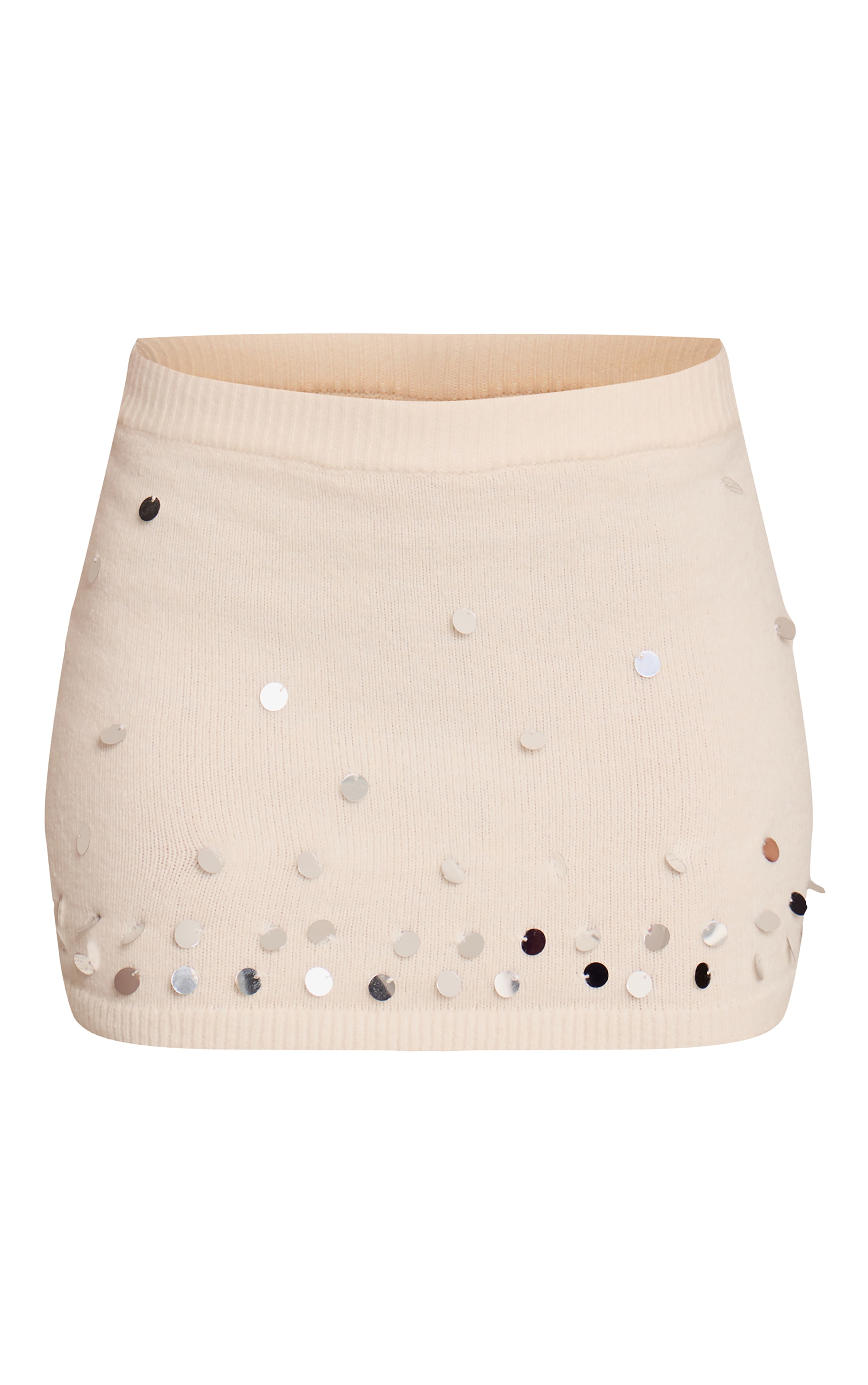 Mini-jupe en maille tricot crème à sequins image 6