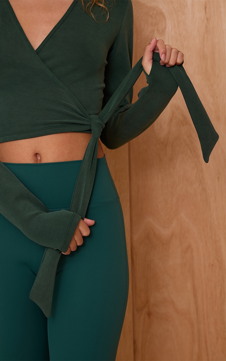 Pine Green Super Soft Wrap Top image 4