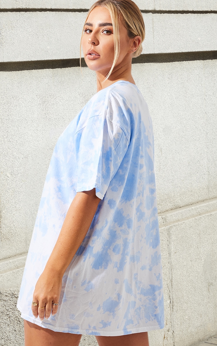 T-shirt oversize tie-dye bleu clair délavé image 2