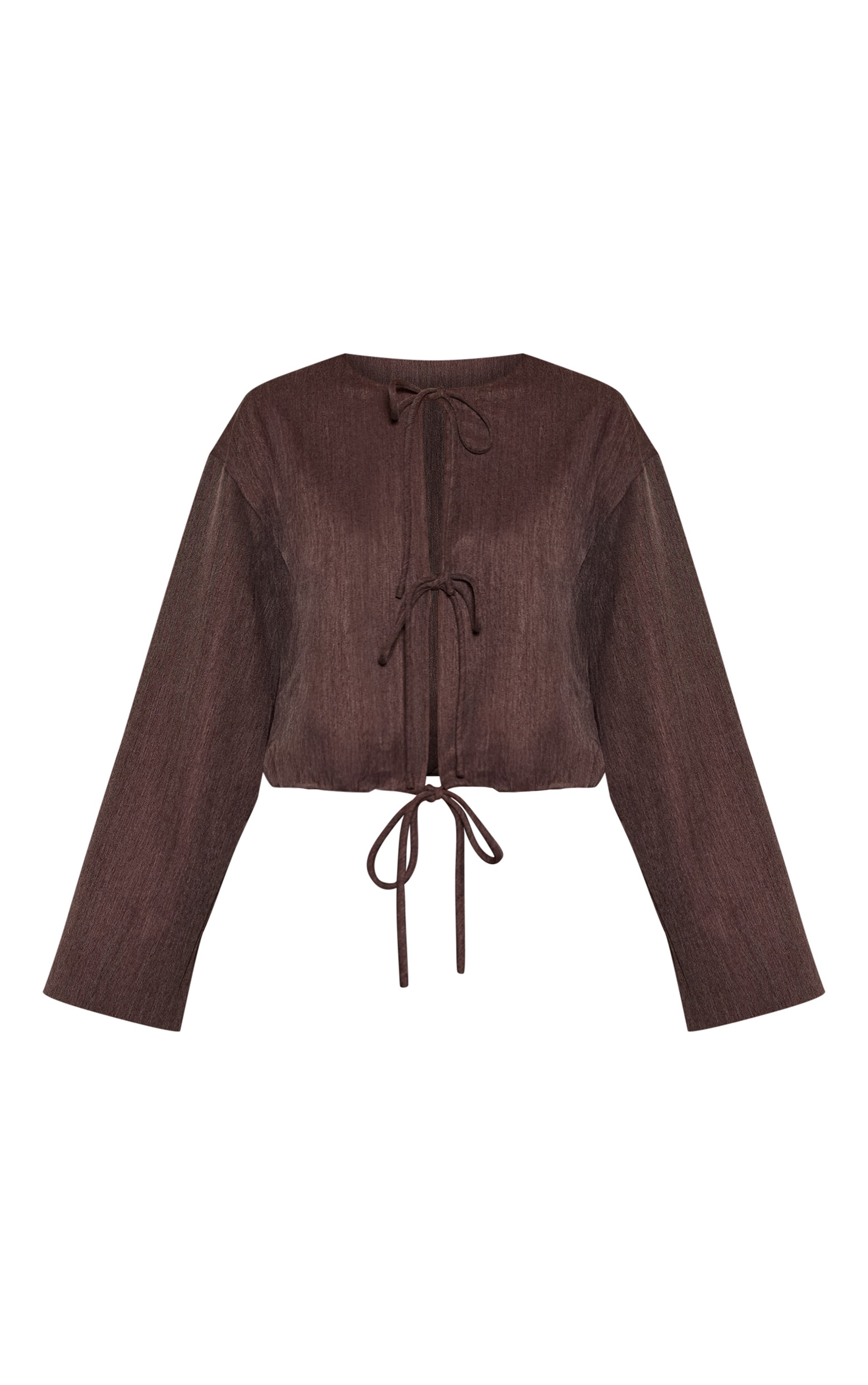 Brown Brushed Tie Front Blouse image 5