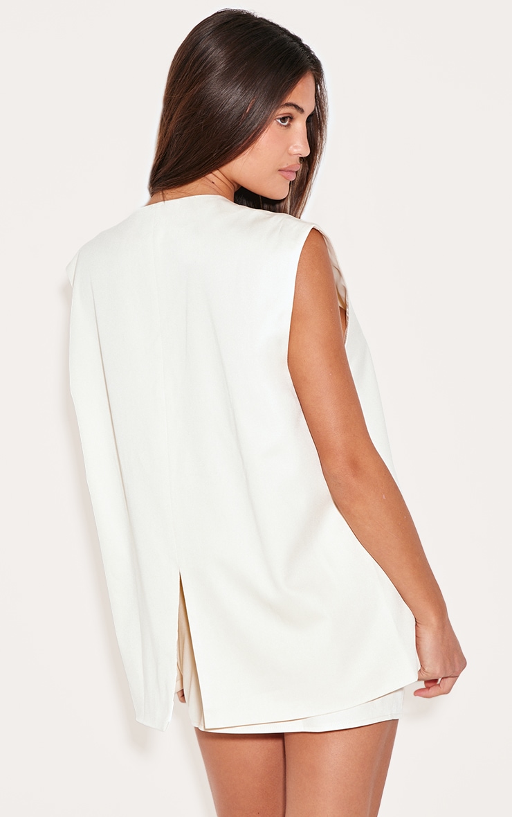 Cream Oversized Tailored Woven Vest image 2