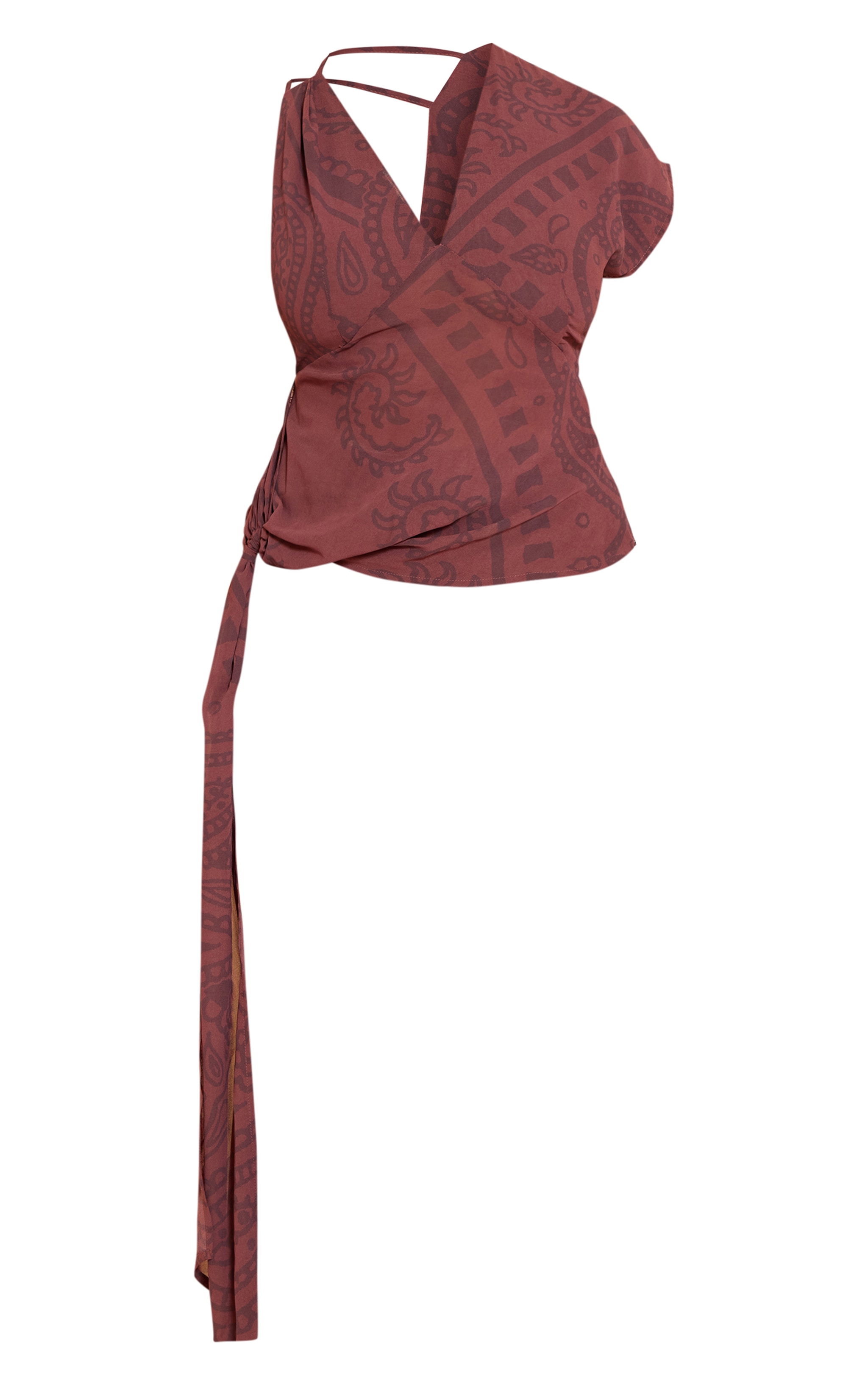 Shape Chocolate Paisely Print Drape Side Top image 5
