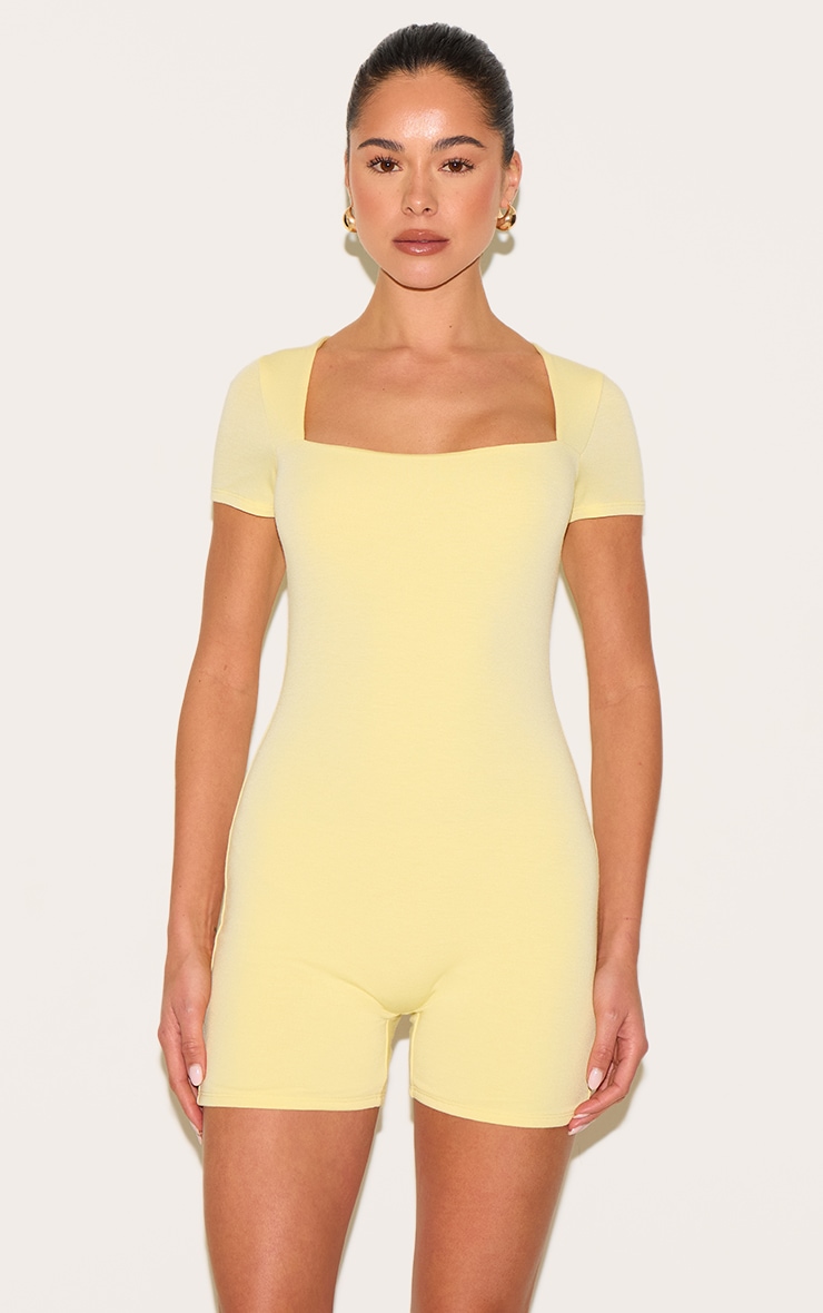 Lemon Double Layer Contour Jersey Square Neck Unitard