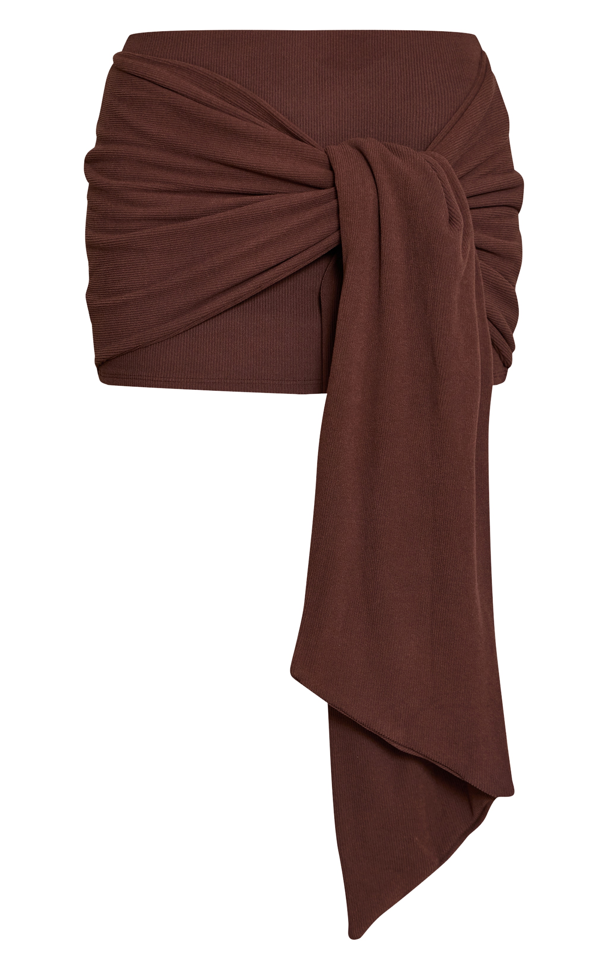 Brown Soft Brushed Knot Drape Mini Skirt  image 6