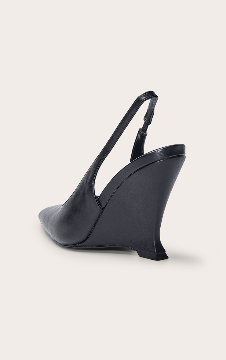 Mules compensées noires à bride derrière image 4