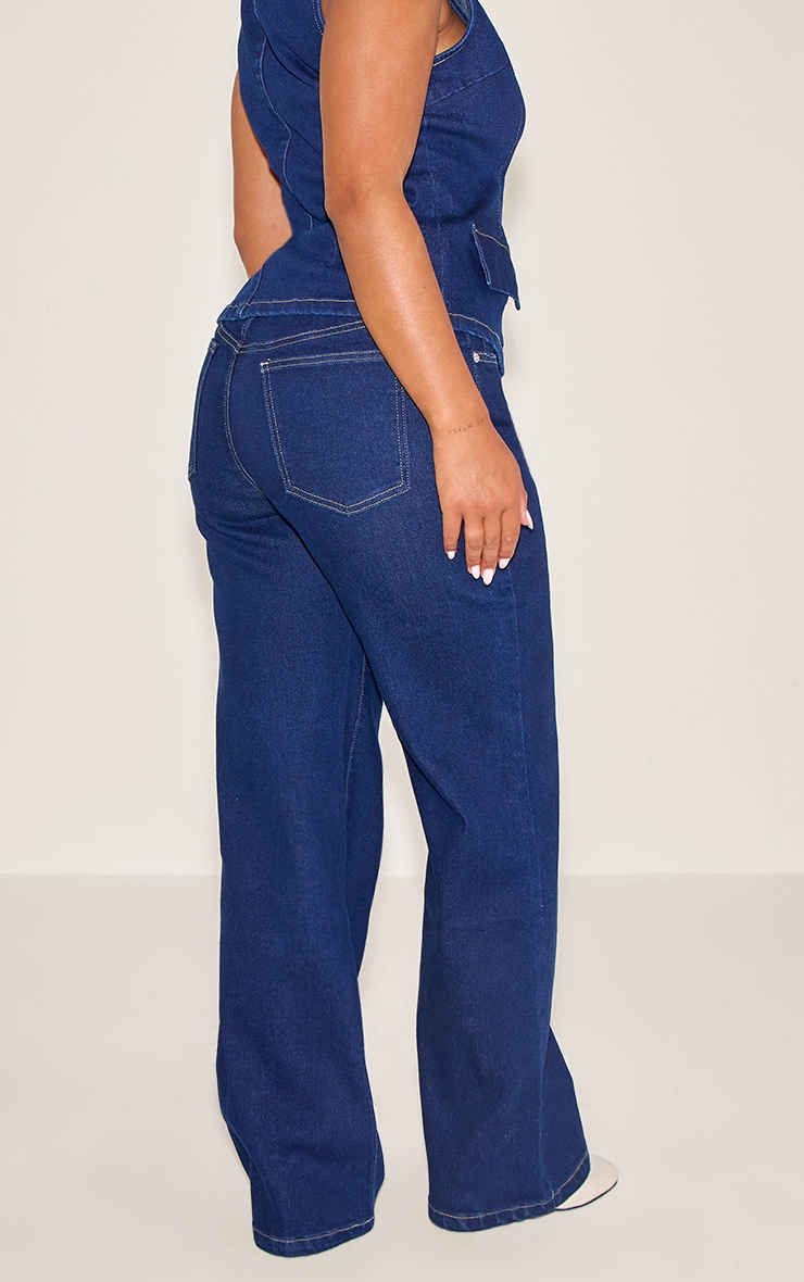 Pantalon Shape en denim stretch indigo taille haute à jambe droite image 3