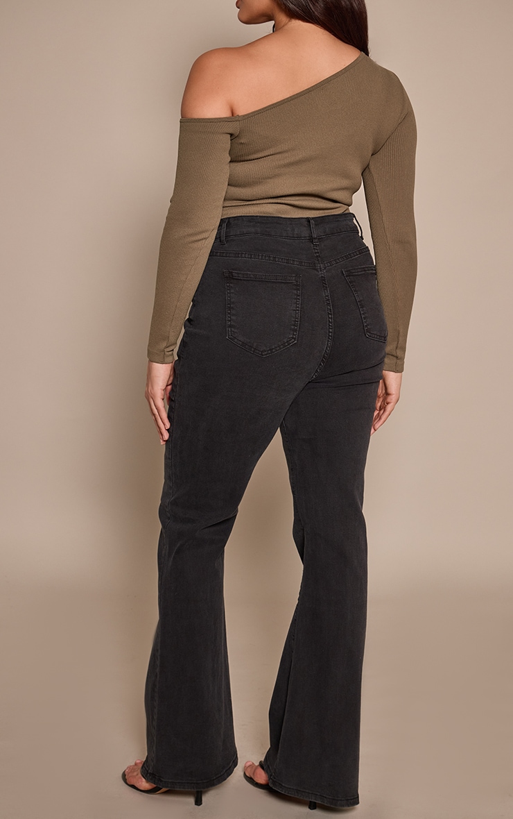 Plus Black Flare Denim Jeans image 3