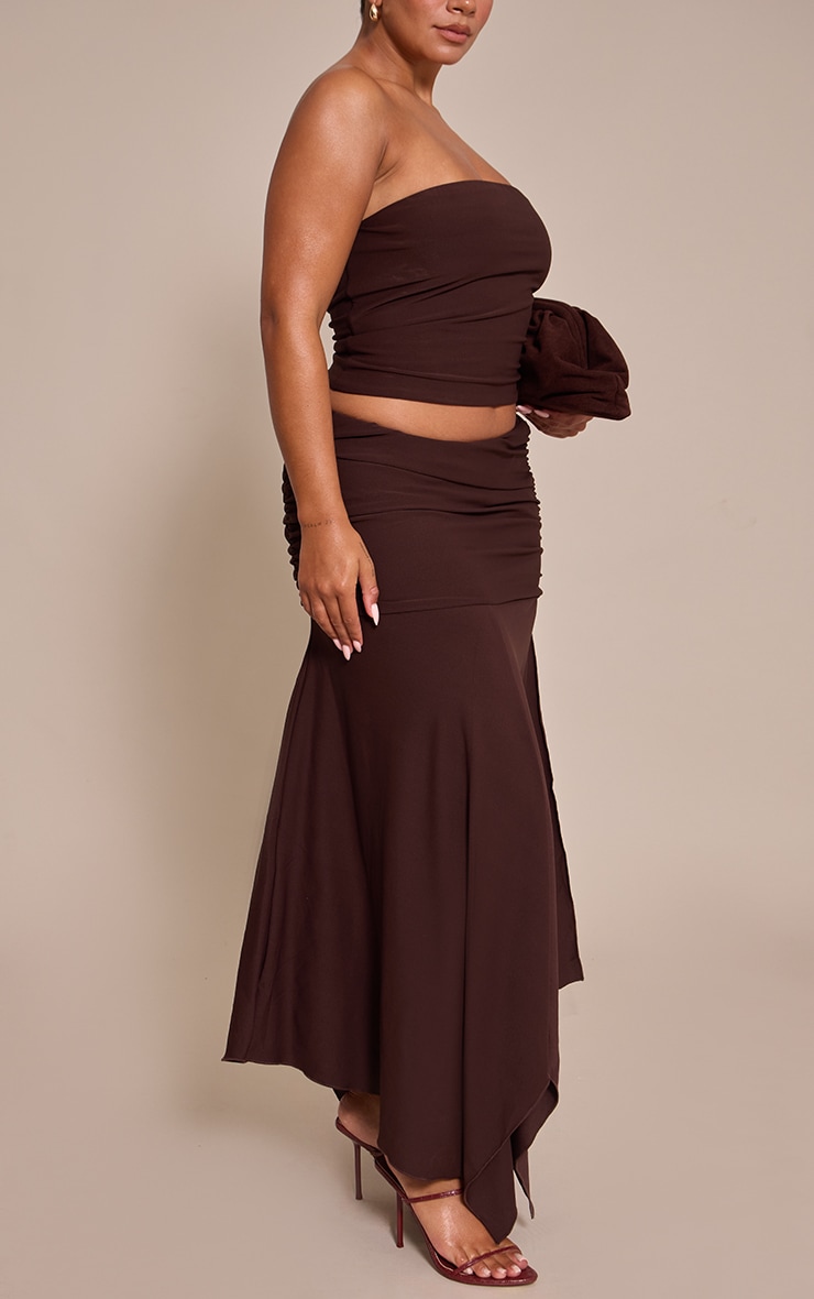 Shape Chocolate Double Layered Printed Ruched Dropped Hem Midaxi Skirt image 2