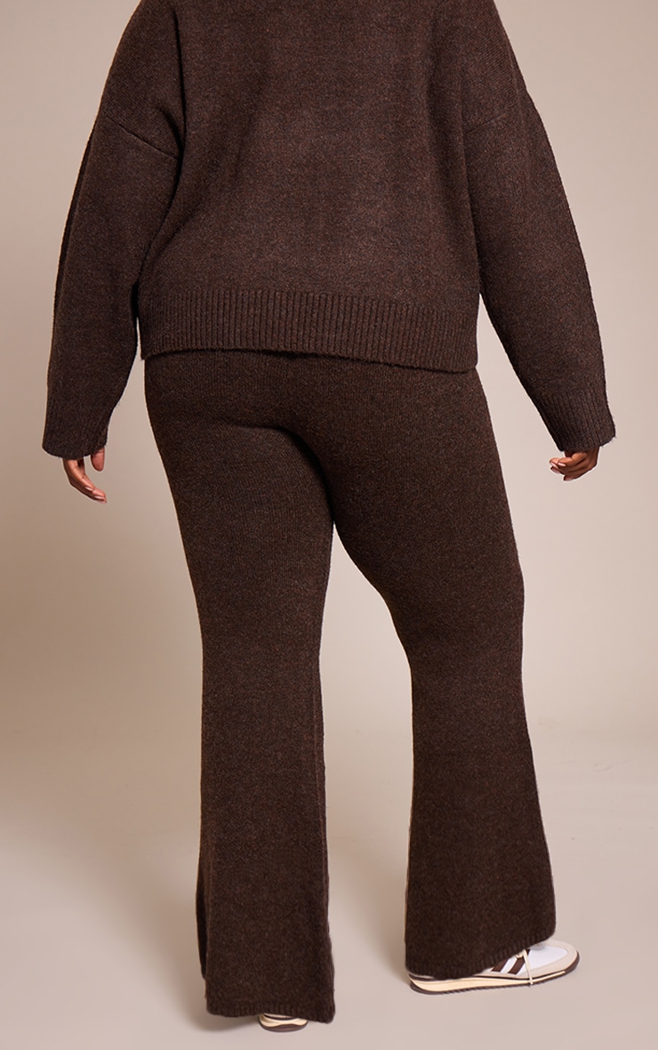 Plus Chocolate Wide Leg Knitted Pants image 3