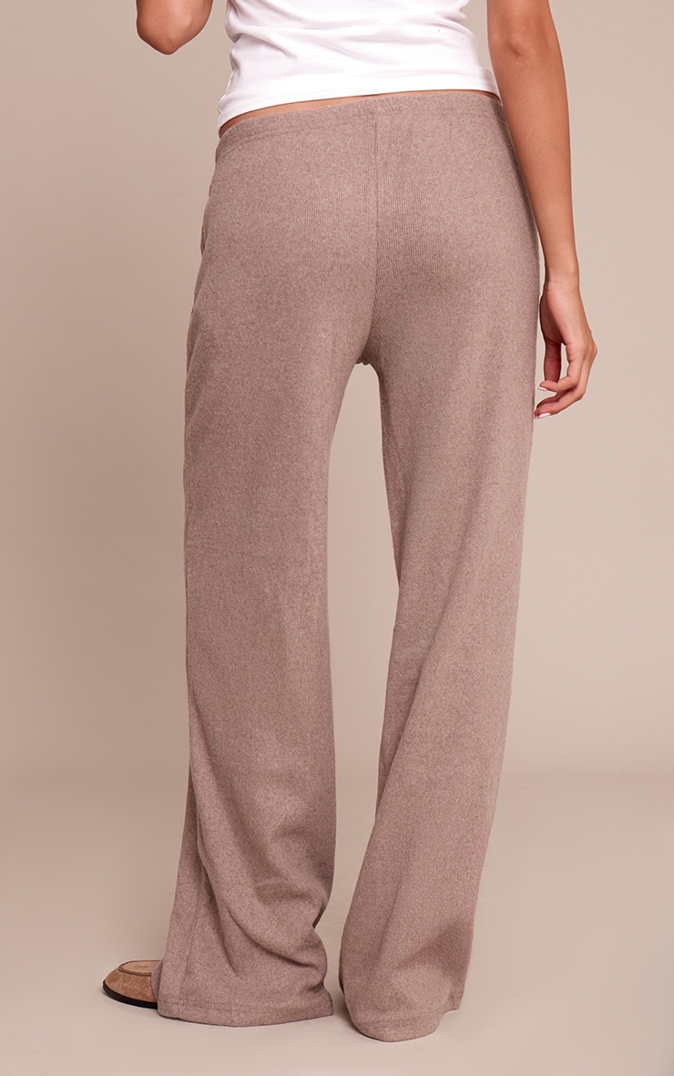 Light Brown Slouchy Thick Brushed Rib Pants image 3