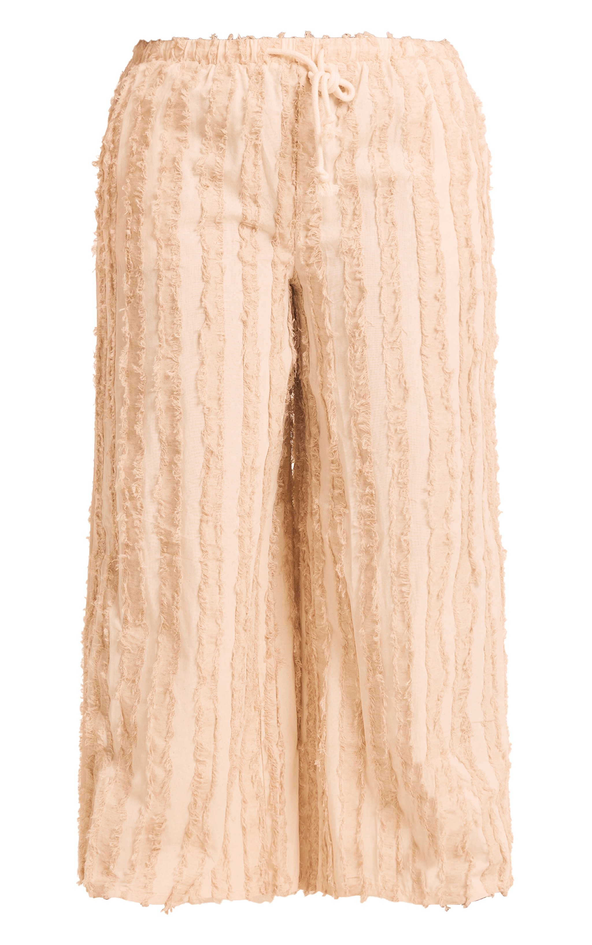 Plus Stone Frayed Linen Look Wide Leg Beach Pants image 5