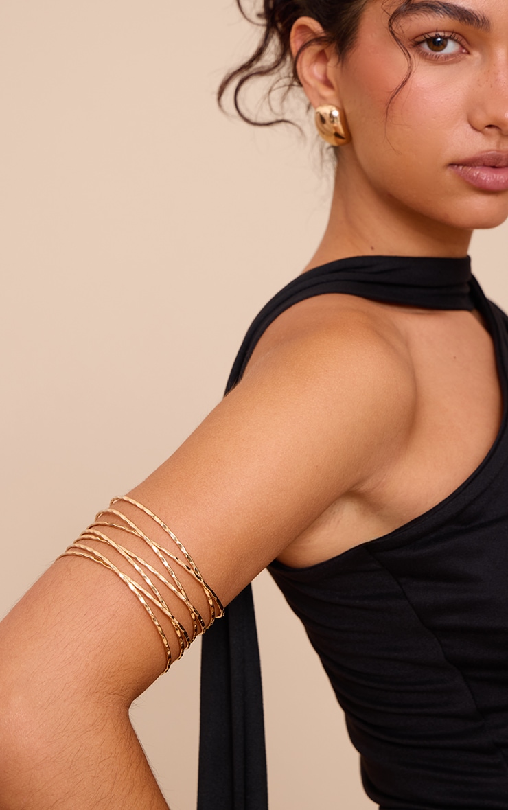 Gold Textured Multi Layered Wrapped Arm Cuff image 1