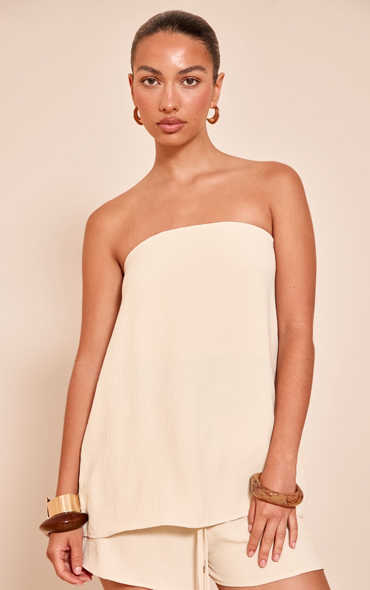 Cream Woven Long Bandeau Top image 1