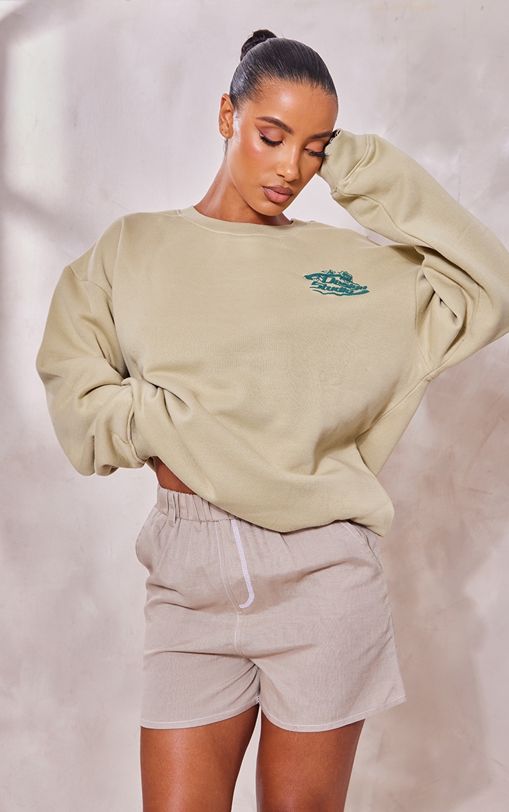 Sweat vert sauge à imprimé Design Studio en relief image 2