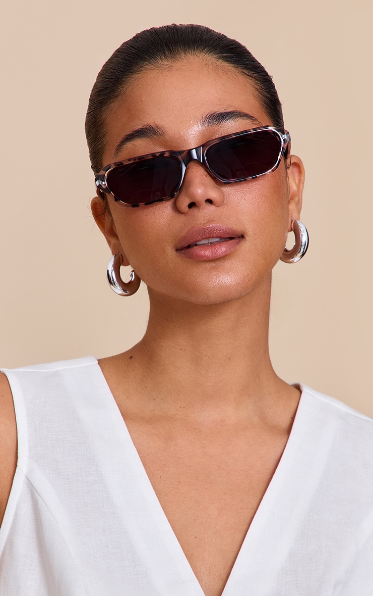 Snow Leopard Rectangle Frame Sunglasses image 1