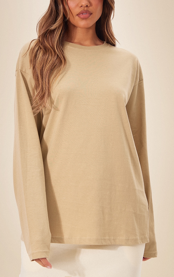 Pebble Cotton Oversized Long Sleeve T-shirt image 4