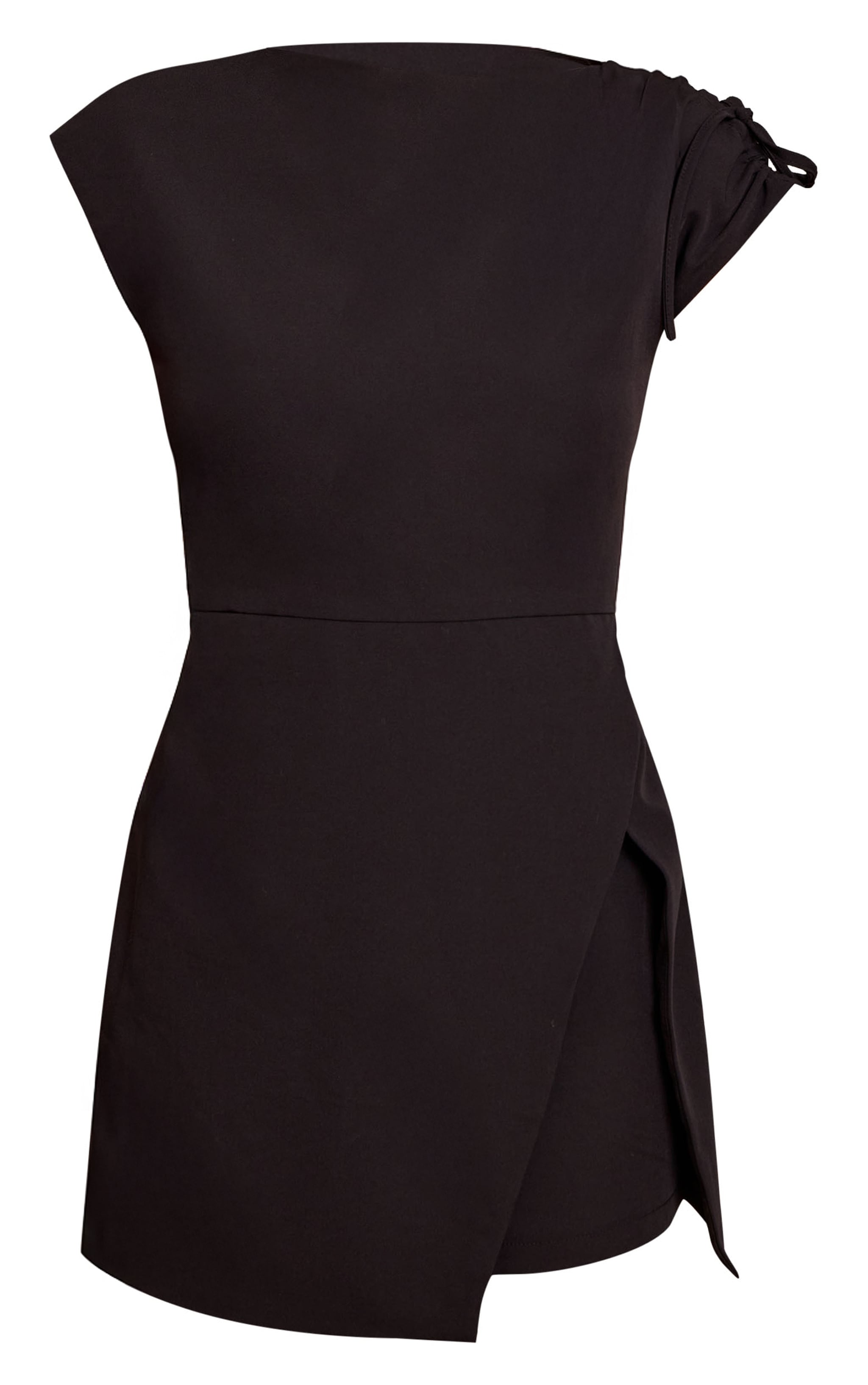 Black Button Detail Cap Sleeve Shift Dress image 5