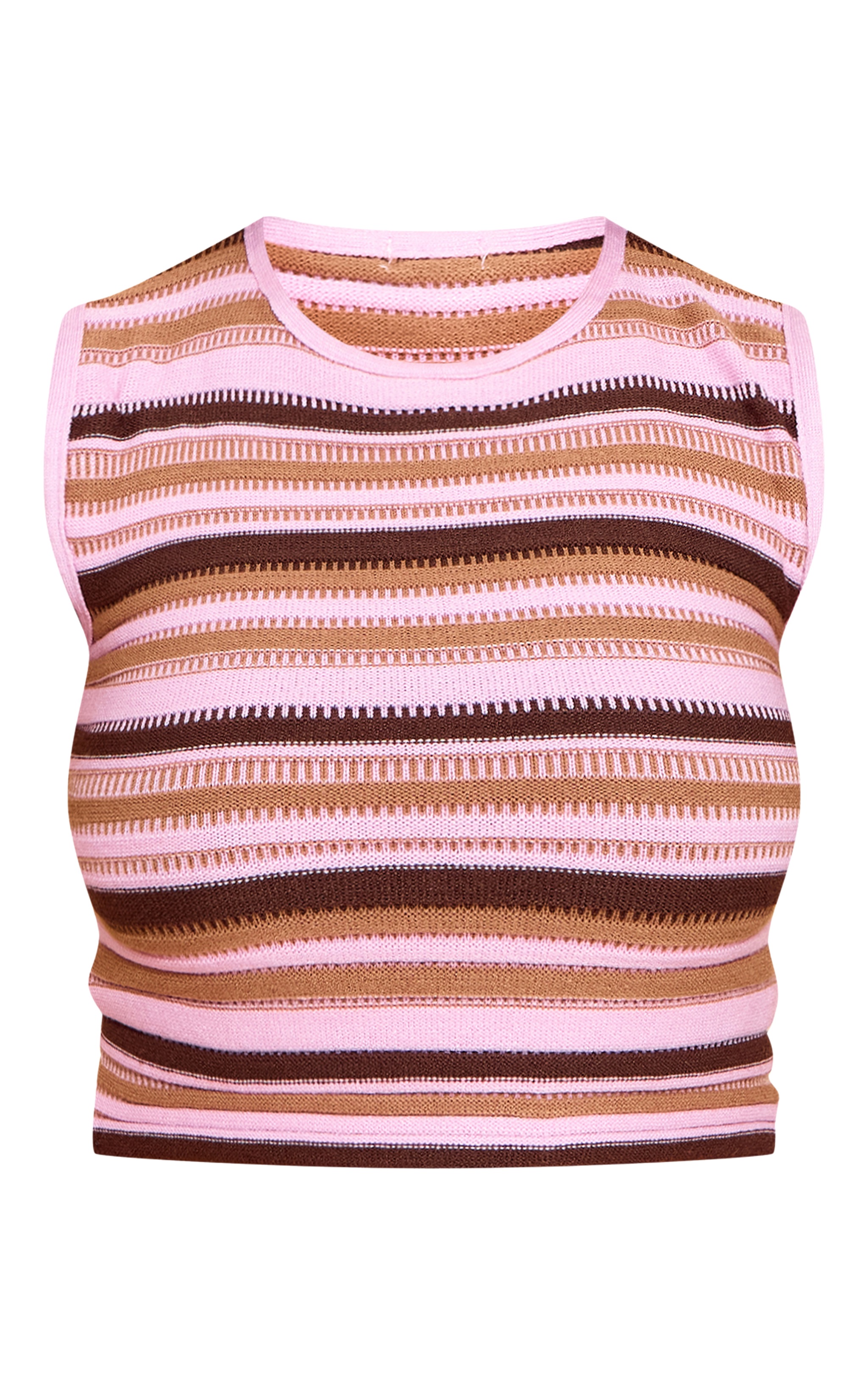 Shape Pink Knitted Stripped Vest Top image 5