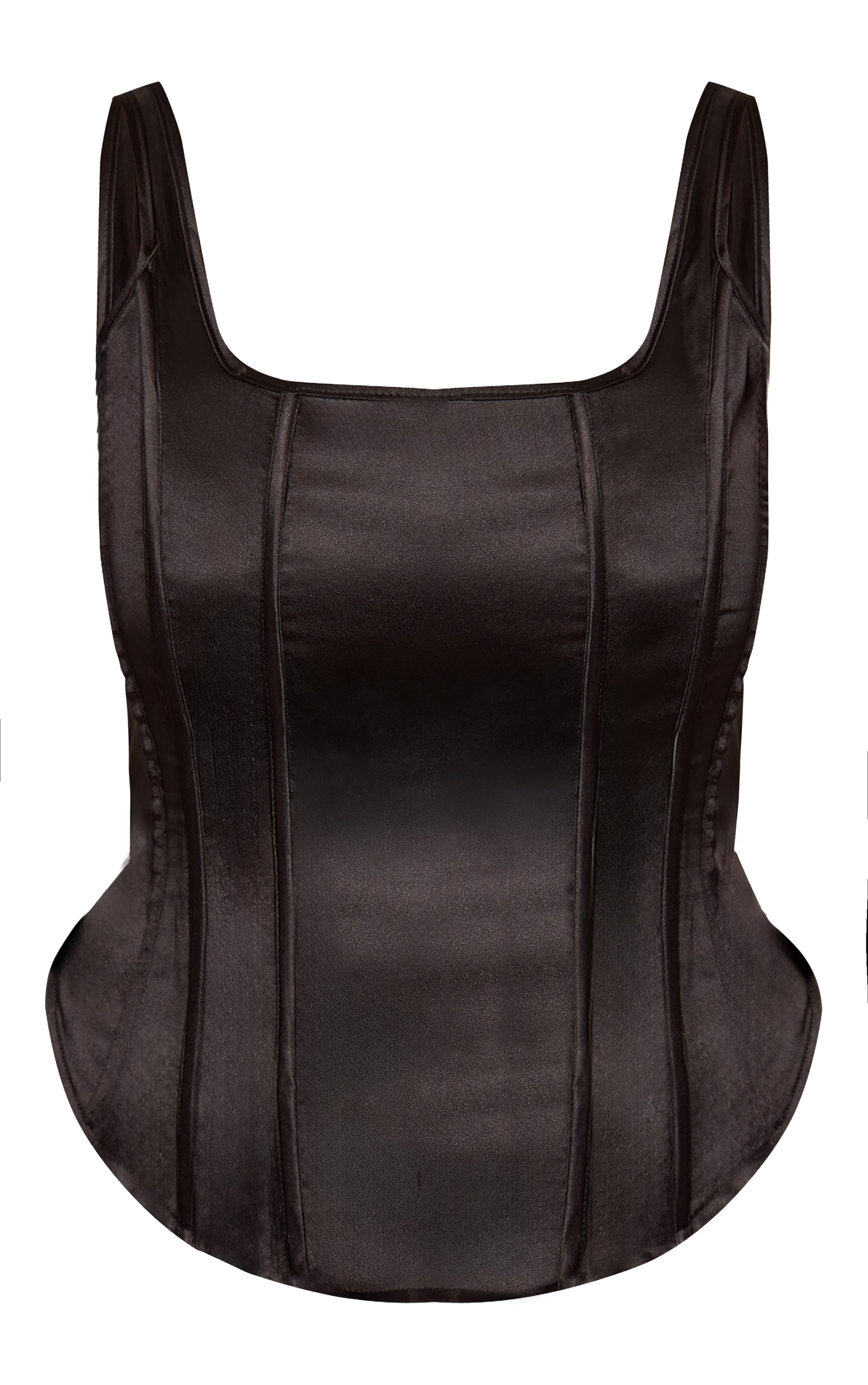 Shape Black Square Neck Satin Longline Corset Top image 5