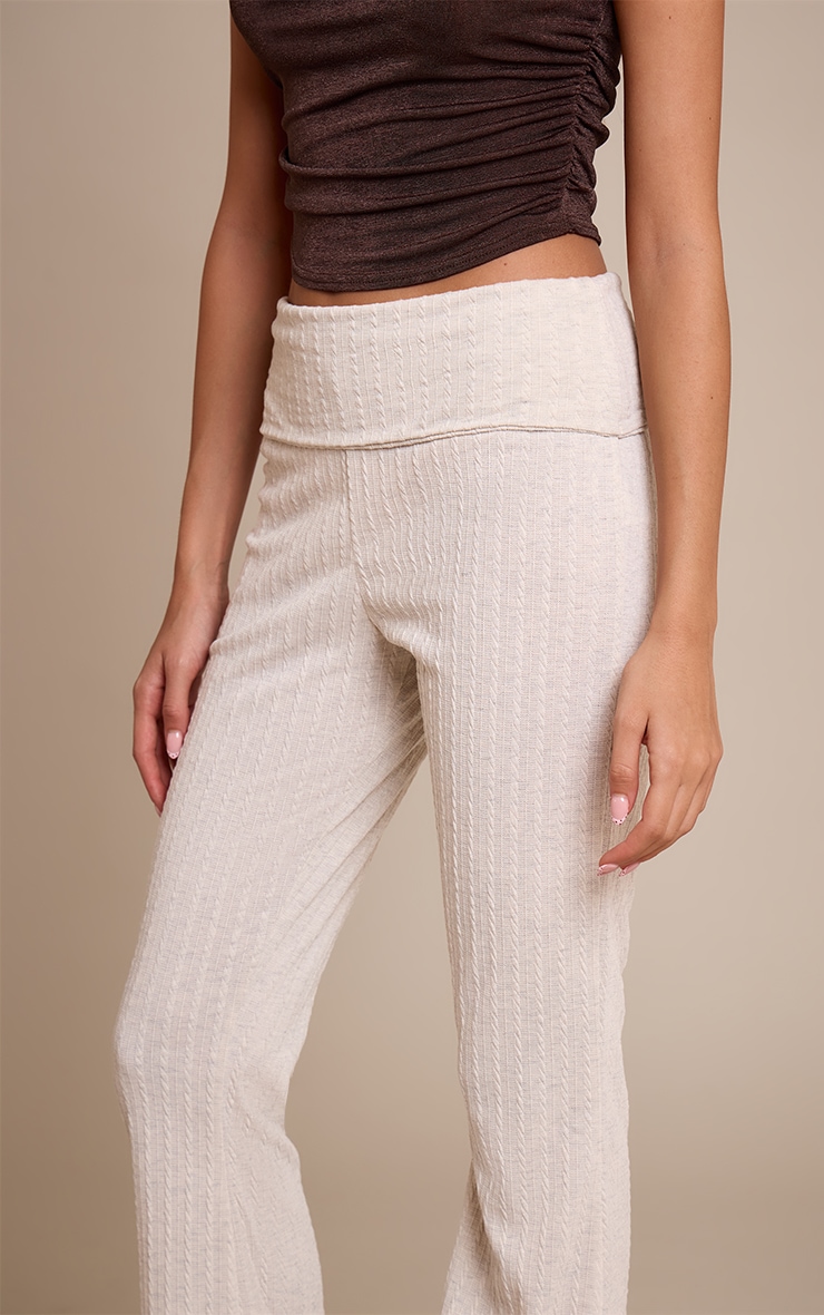 Stone Cable Textured Jersey Fold Over Flared Pant image 4