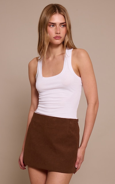 Chocolate Faux Suede Croc Textured Mini Skirt