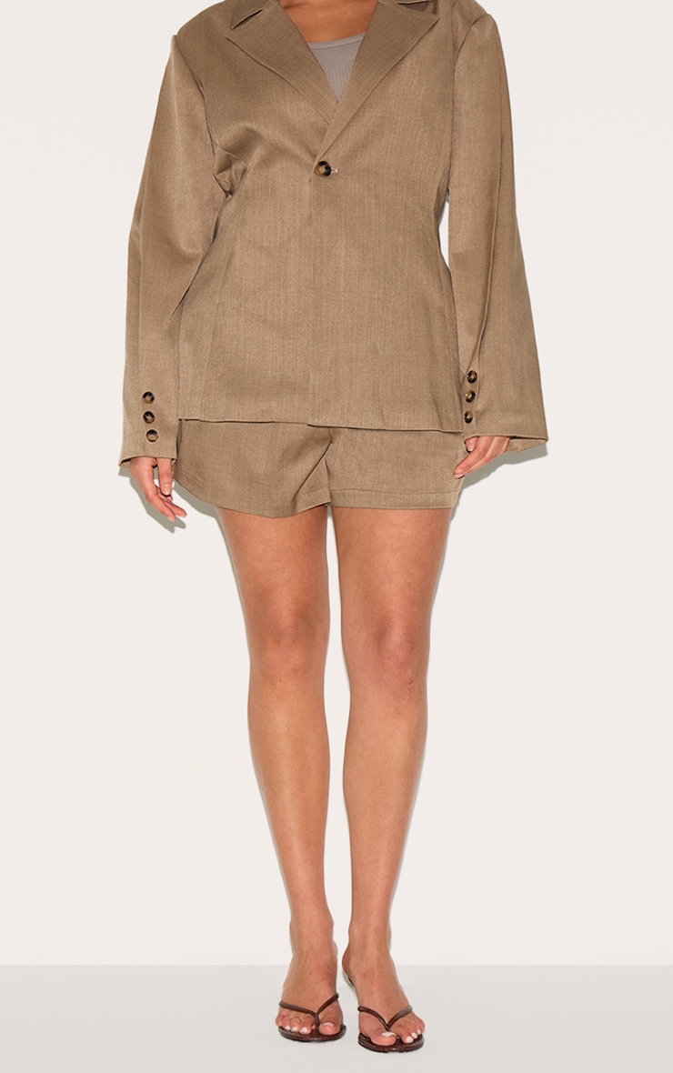 Plus Light Brown Woven Tailored Shorts image 2