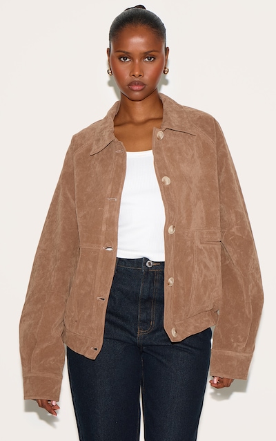 Veste oversize en suédine beige