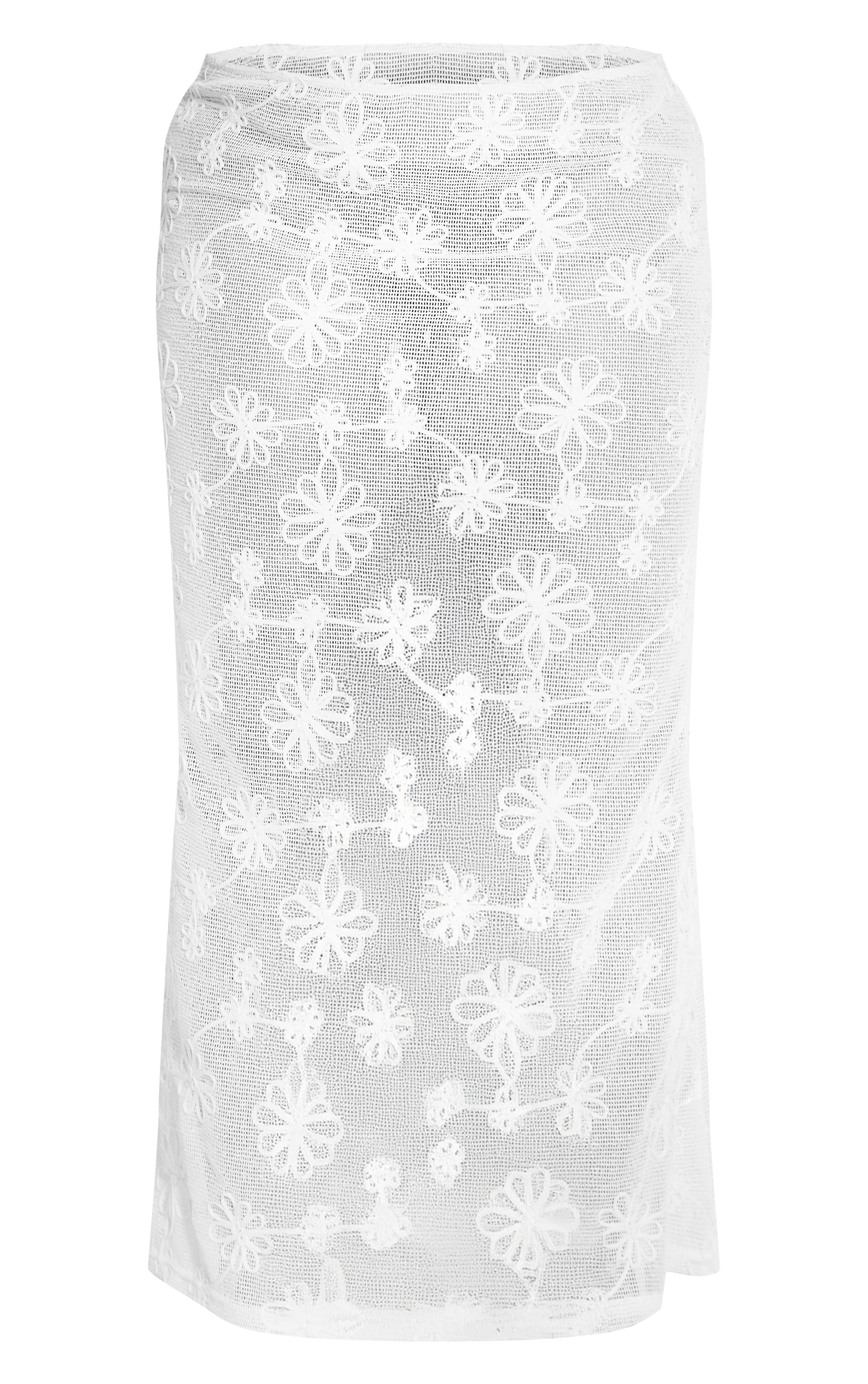 Plus Beige Flower Detail Sheer Maxi Skirt image 5