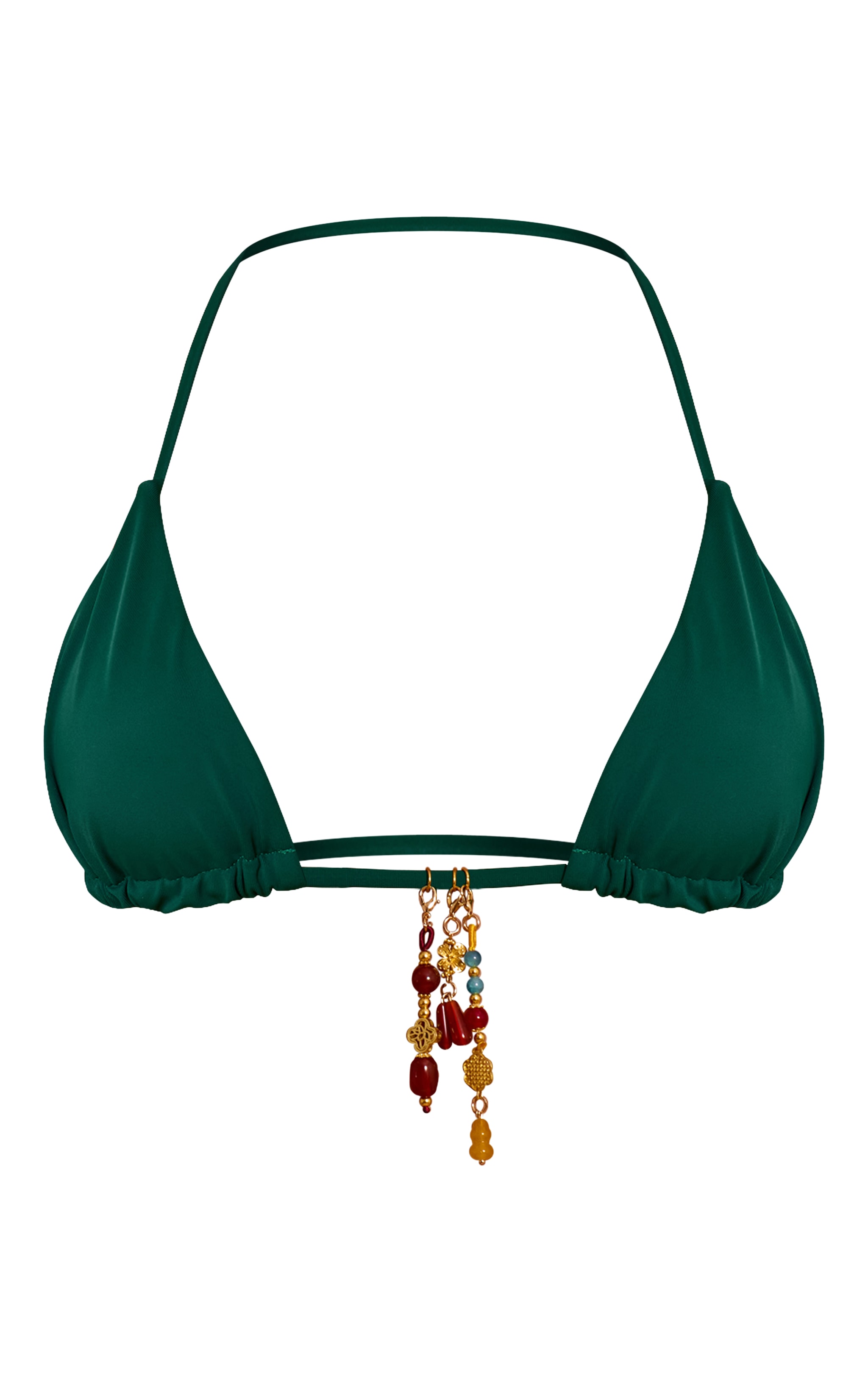 Haut de maillot de bain triangle vert émeraude à empiècement breloque image 5