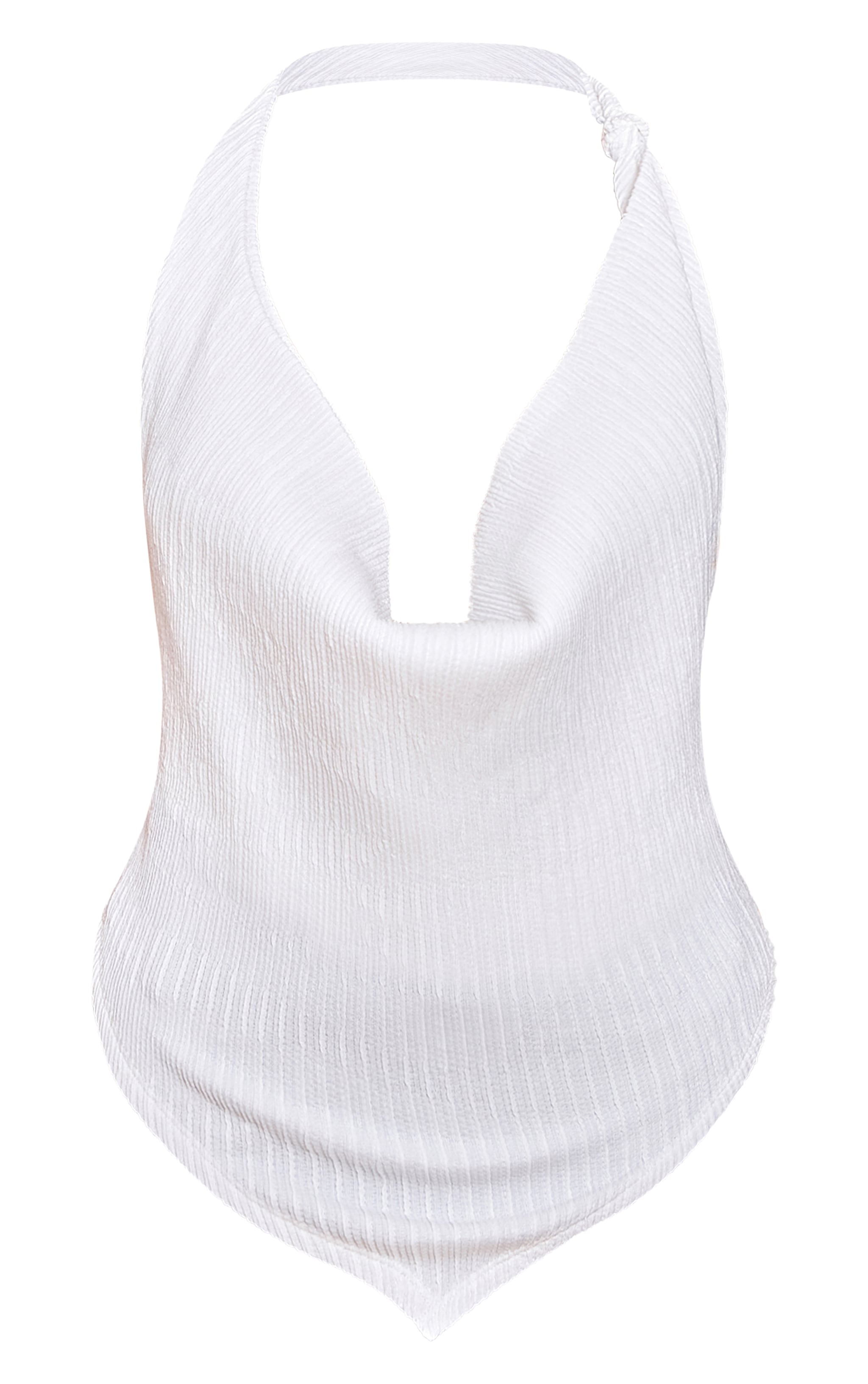 Cream Textured Knot Detail Cowl Neck Top image 5