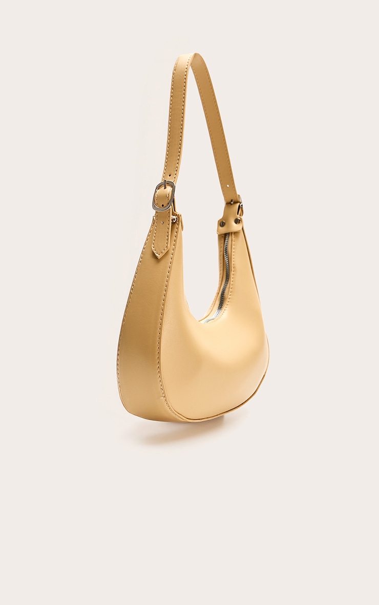 Butter Yellow Curved PU Shoulder Bag image 3
