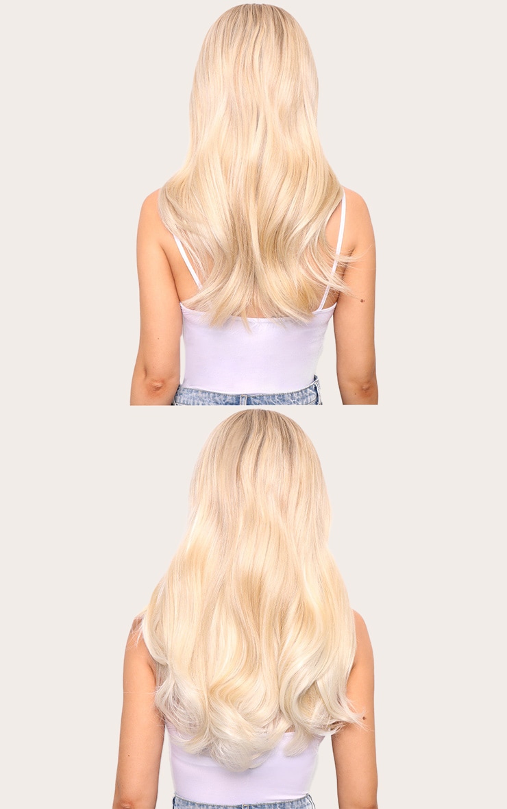 Lullabellz Super Thick 16" 5 Piece Blow Dry Wavy Clip In Hair Extensions Bleach Blonde image 4