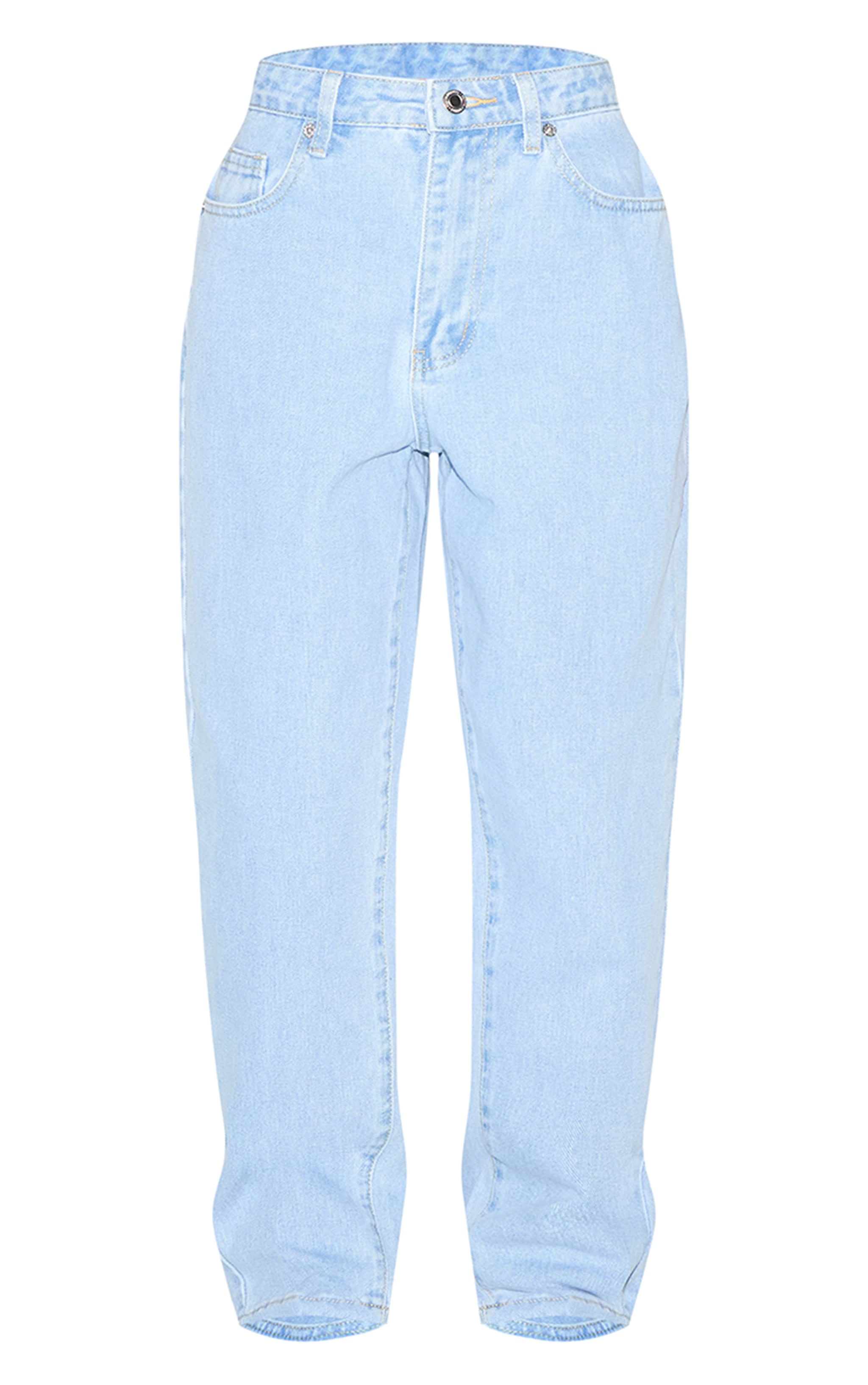 PRETTYLITTLETHING Petite Jean mom bleu clair à taille haute image 5