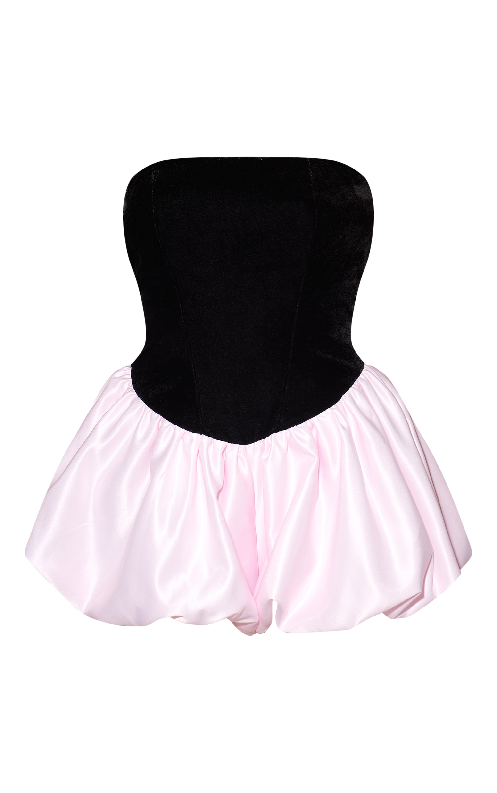 Black Velvet Contrast Puff Ball Dress image 5