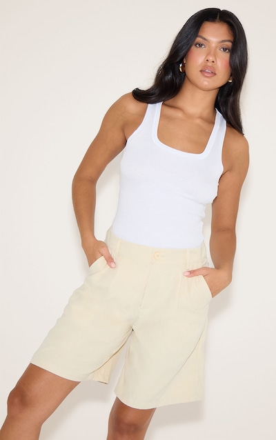 Short long en peau de pêche jaune citron