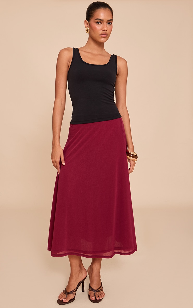 Berry Double Layer Chiffon Floaty Midaxi Skirt image 2