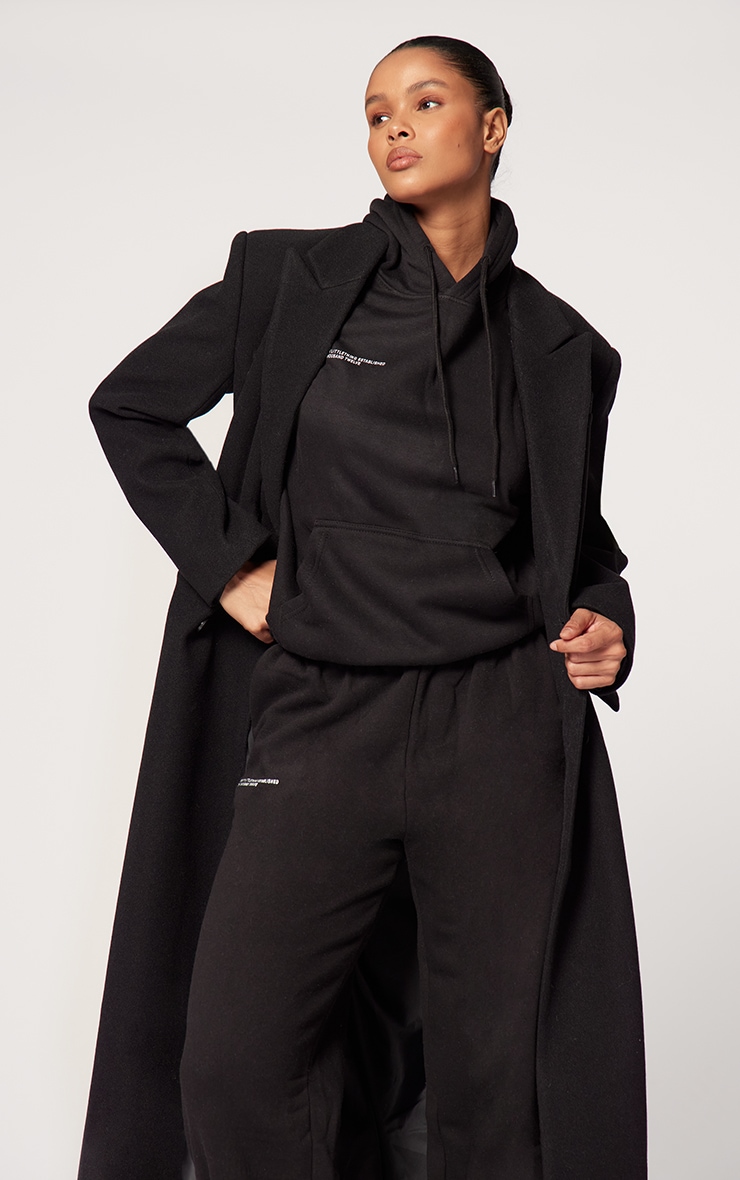 PRETTYLITTLETHING Logo Black Est 2012 Cuffed Sweatpants image 4