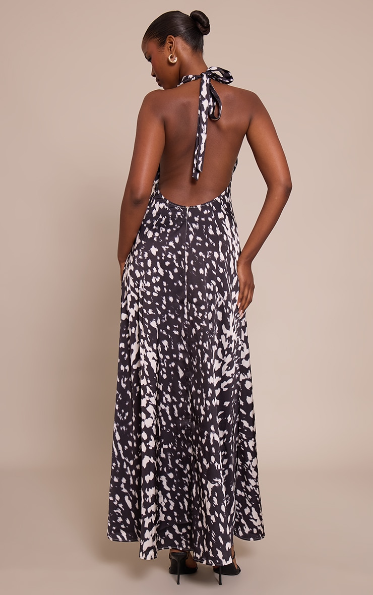 Printed Satin Cowl Neck Maxi Dress image 2