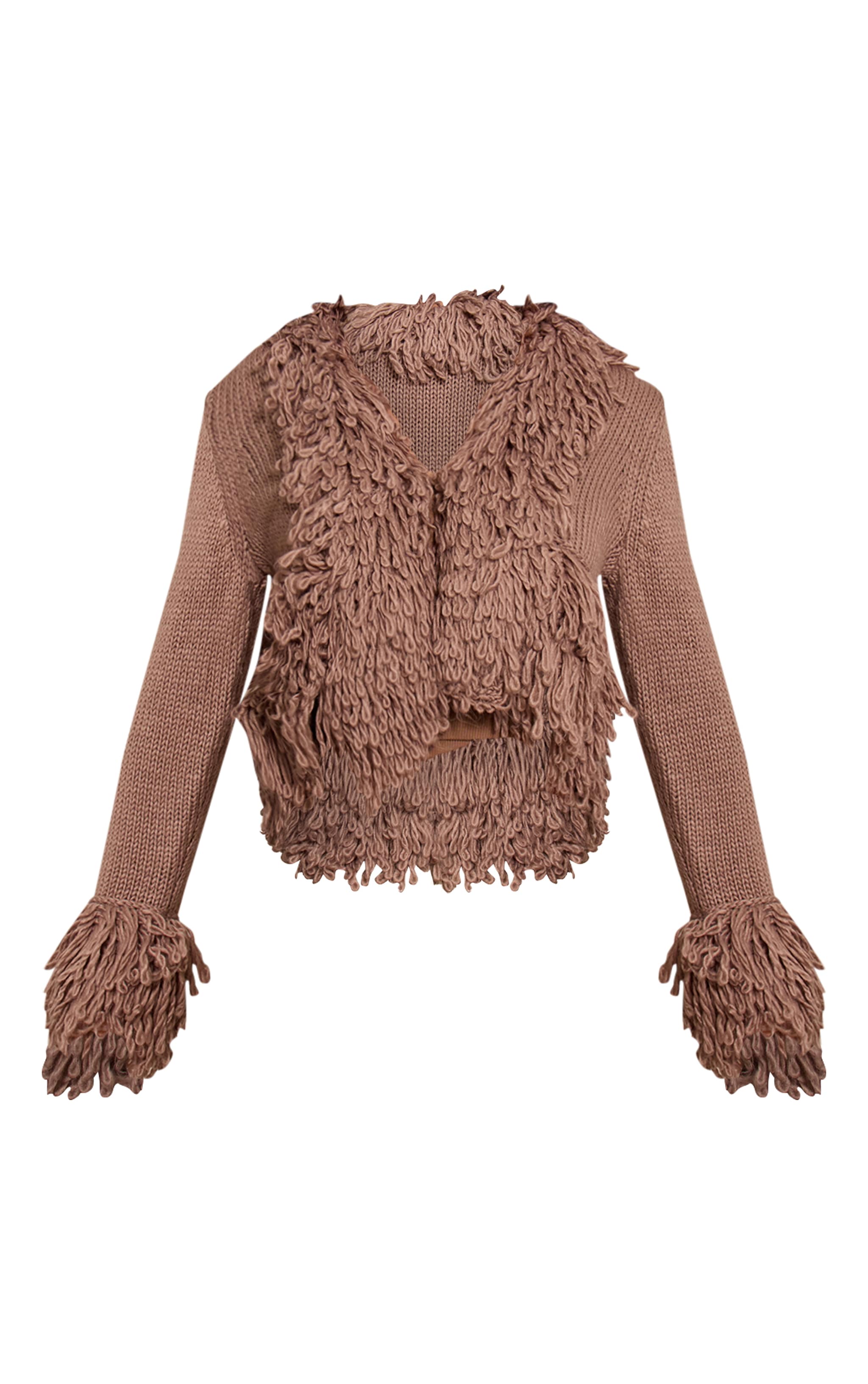 Petite Taupe Loop Knit Edge Cardigan image 5
