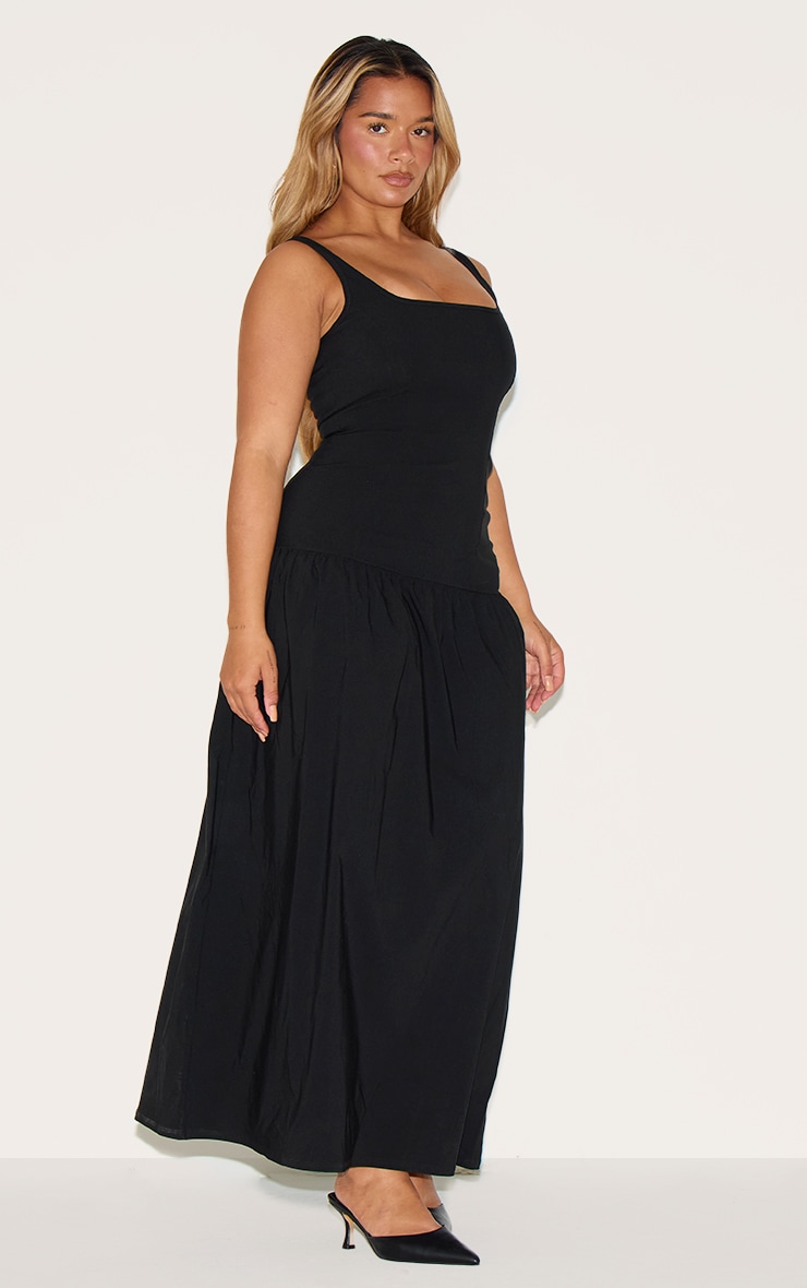 Shape Black Stretch Woven Square Neck Dropped Hem Maxi Shift Dress image 3