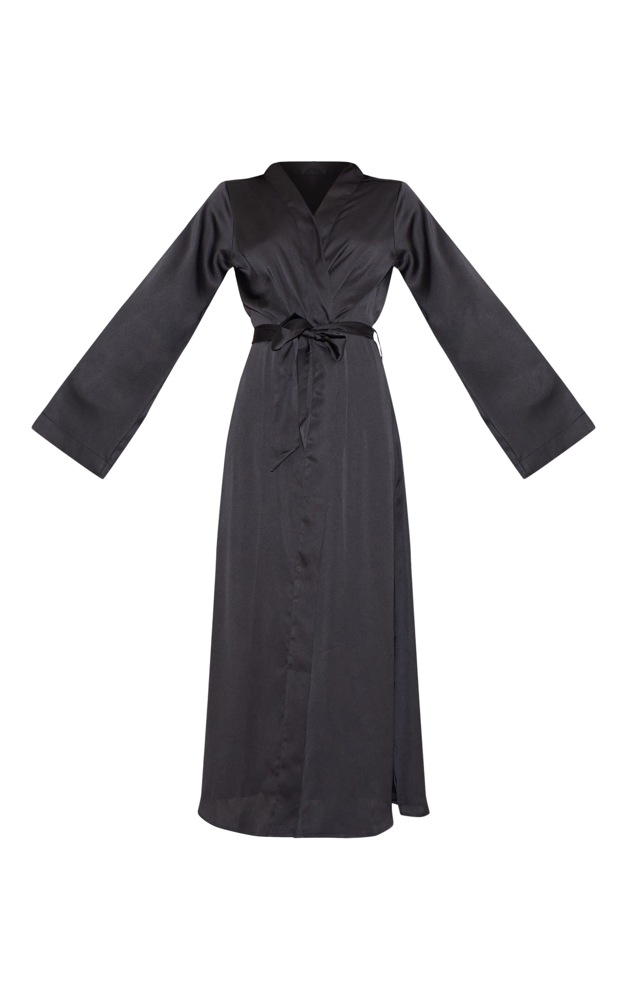 Nuisette noire longue en matière satinée image 5