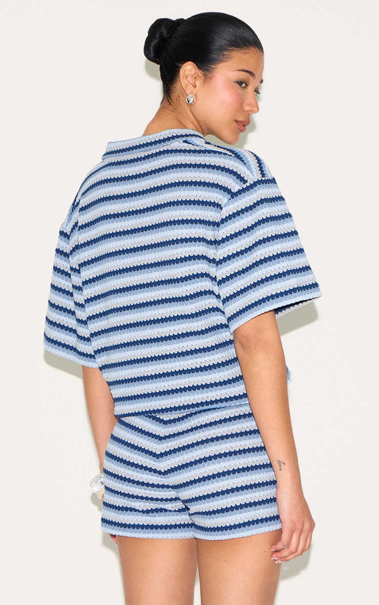 Blue Textured Stripe Shirt image 2
