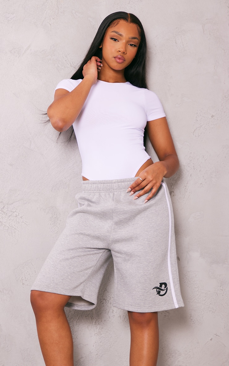 Ash Grey P Print Oversized Sweat Long Shorts PrettyLittleThing AUS