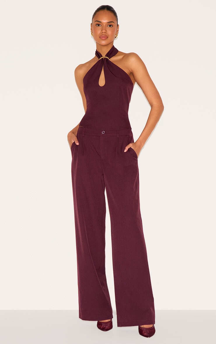 Pantalon de tailleur droit rouge vin image 1