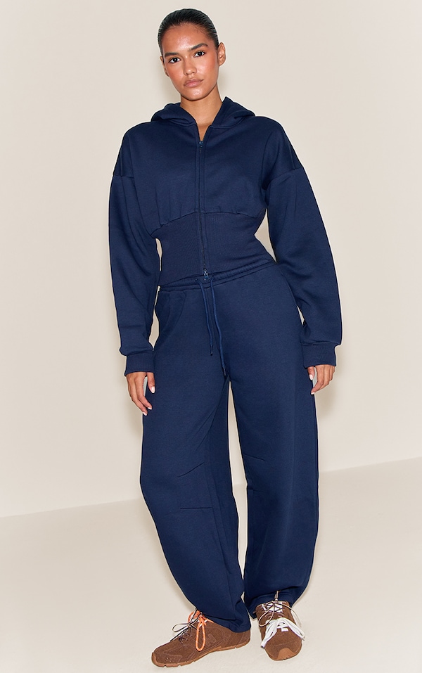 Navy Barrel Leg Sweatpants