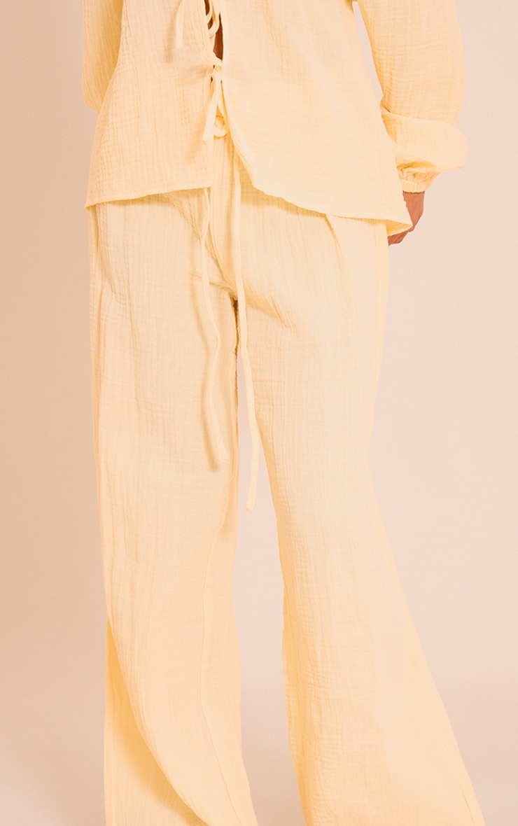 Petite Lemon Cheesecloth Textured Wide Leg Pant image 4