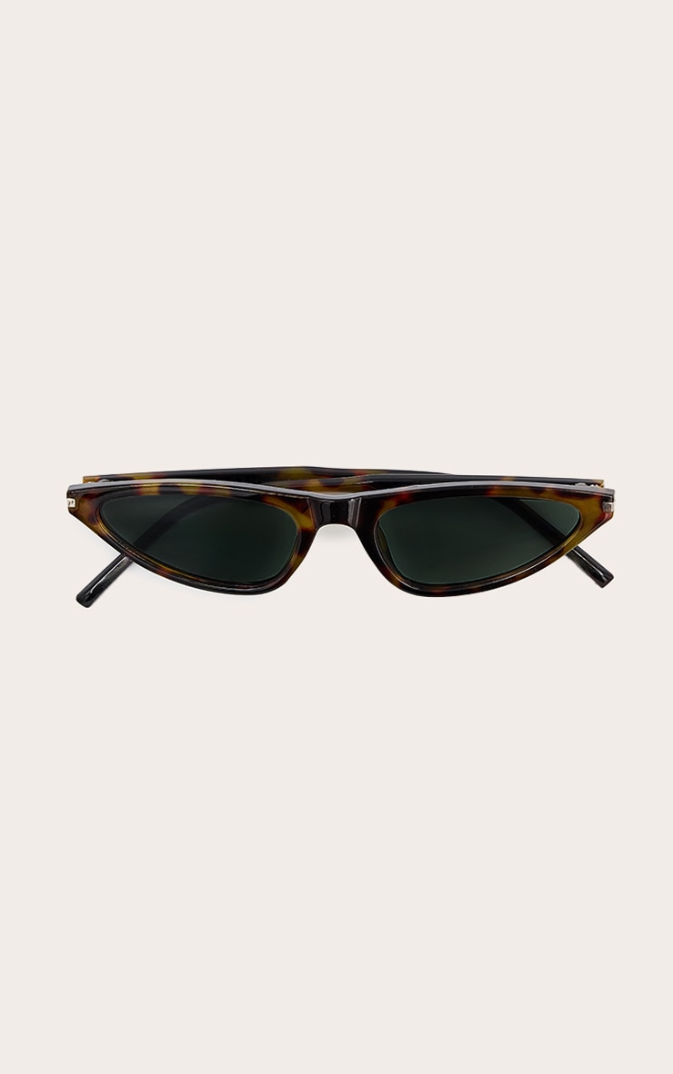 Tortoiseshell Extreme Cat Eye Skinny Frame Sunglasses image 2