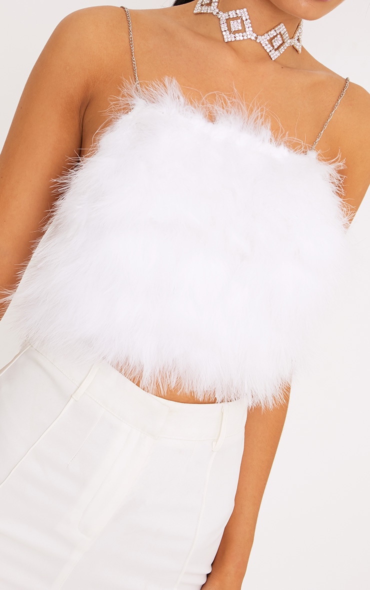 pretty little thing white feather dress
